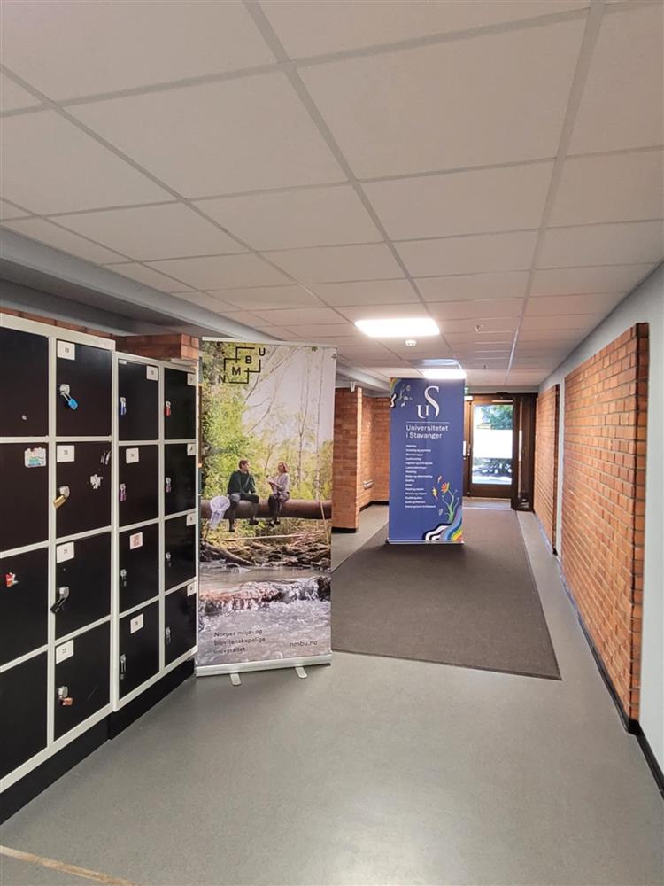 Bannere i skolegang, reklame for universitet - Klikk for stort bilde