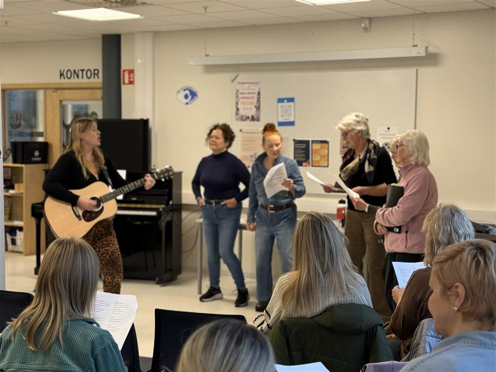 Sangkonsert med deltakelse fra de oppmøtte - Klikk for stort bilde