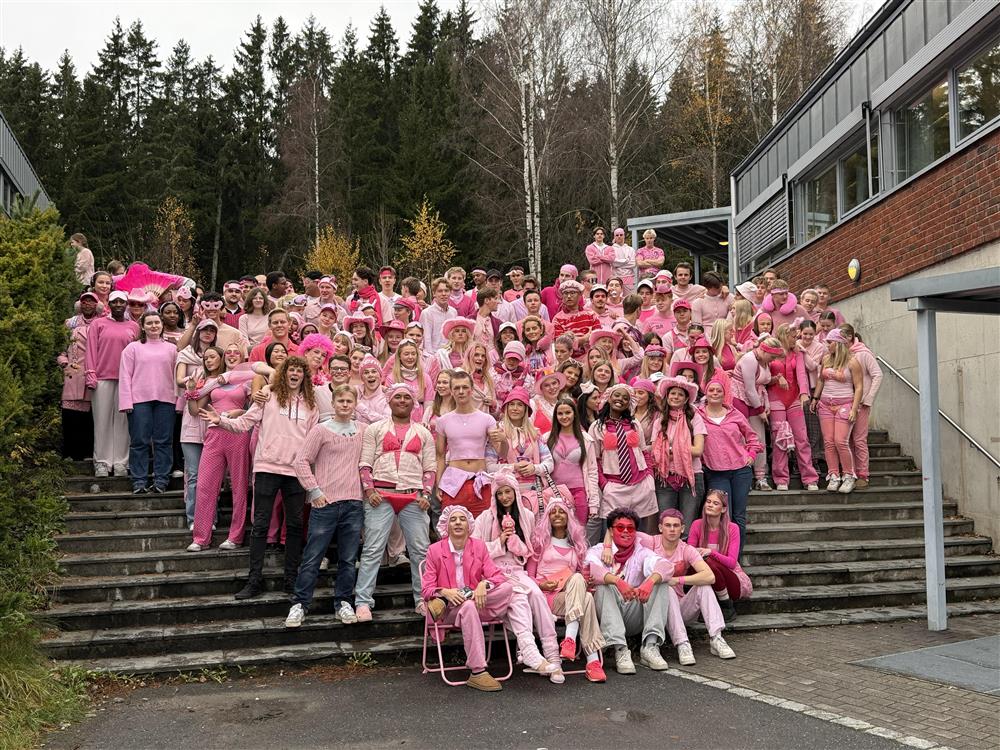 Elever kledd i rosa - Klikk for stort bilde