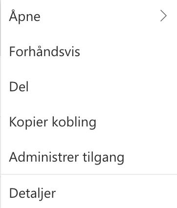 Skjermbilde av hvor du finner valget Administrer tilgang - Klikk for stort bilde
